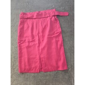 Ann‎ Taylor Pink Belted Pencil Skirt Women Size 14 Knee Length Business Casual